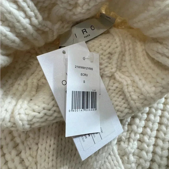 IRO PARIS NWT Yris Ecru Chunky Cable Knit Turtleneck Sweater Wool S - Picture 13 of 15